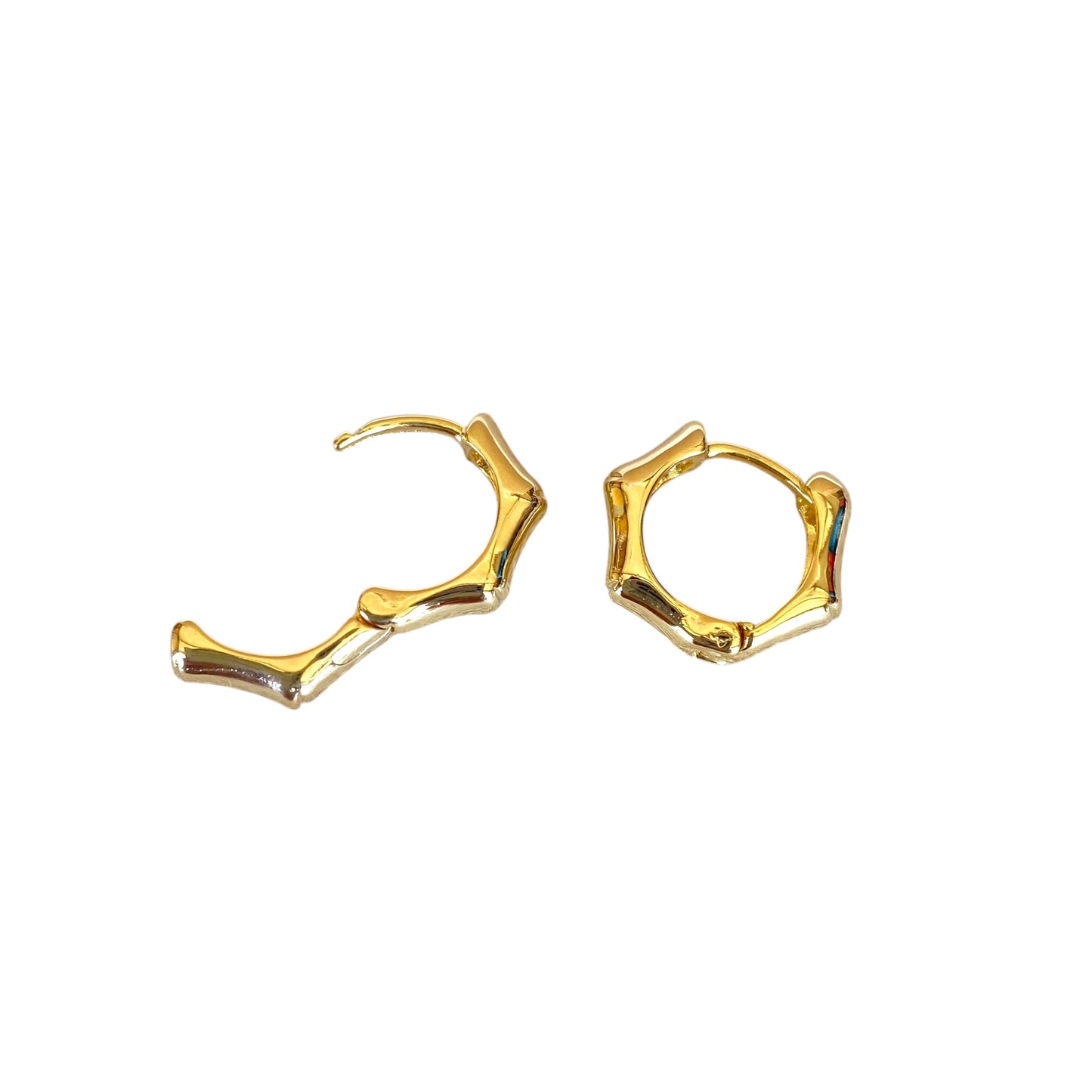 13mm Bamboo Huggie Hoop 18k Gold Filled Earrings