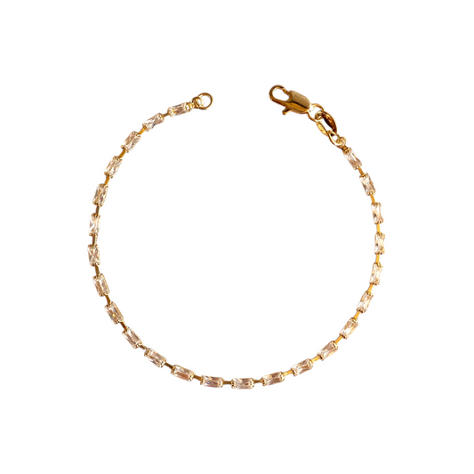 4mm Baguette CZ 18k Gold Filled Riviera Bracelet