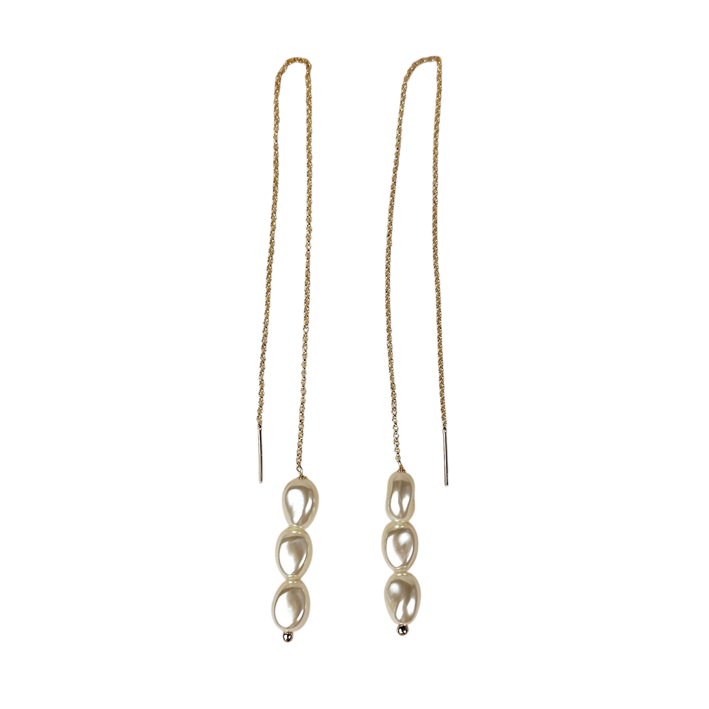 90mm Baroque Pearl Thread 18k Gold Filled Earrings