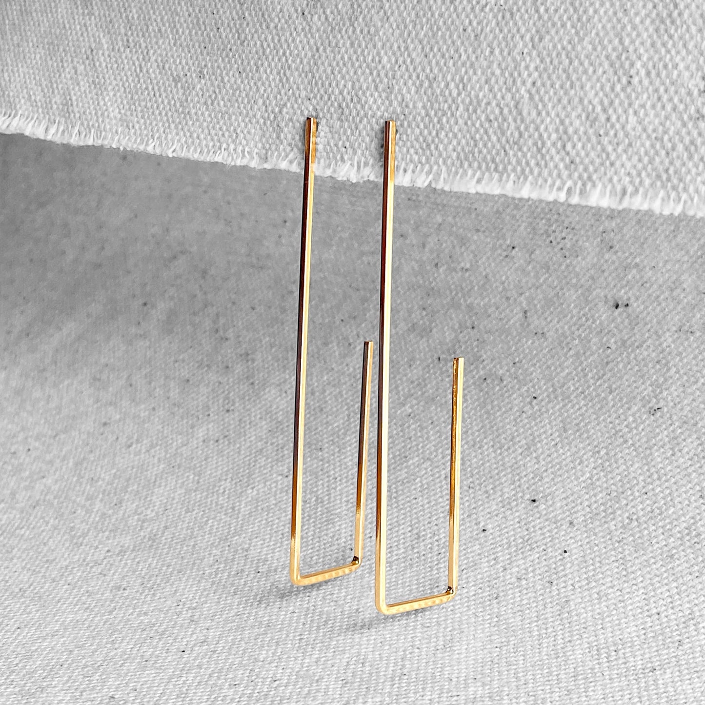 63mm Rectangular Open Hoop 18k Gold Filled Earrings