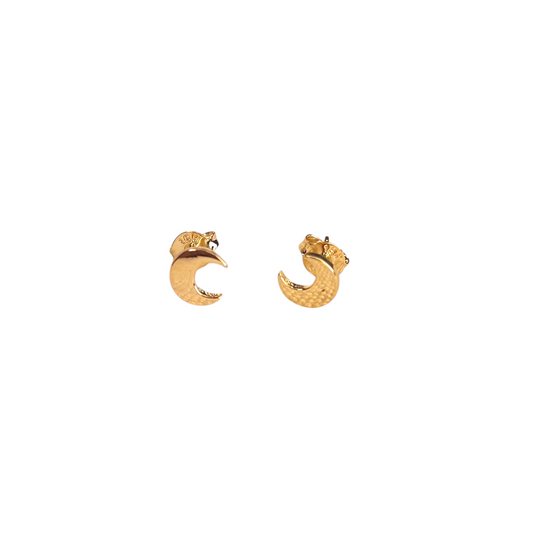7mm Crescent Moon Stud 18K Gold Filled Earrings