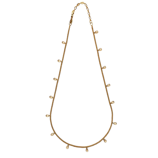 CZ Drops Curb Chain 18k Gold Filled Necklace