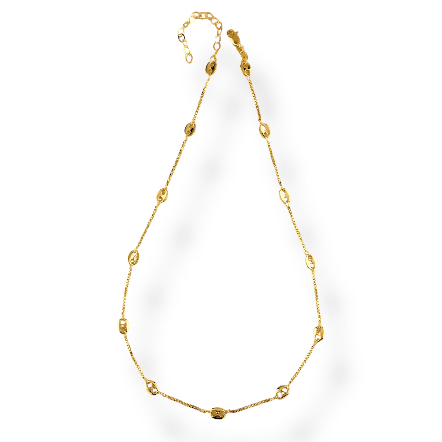 18k Gold Filled Fancy Box Chain Necklace