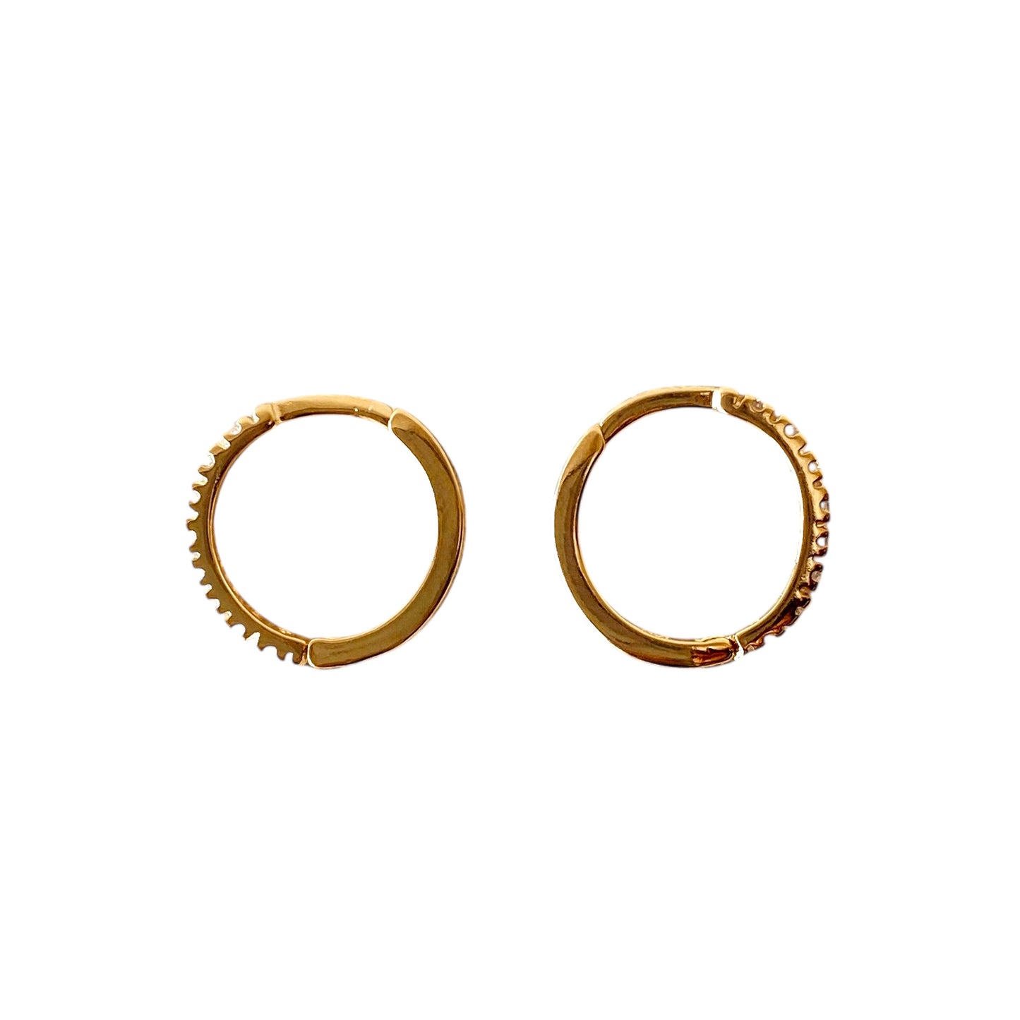 15mm CZ Slim Huggie Hoop 18k Gold Filled Earrings