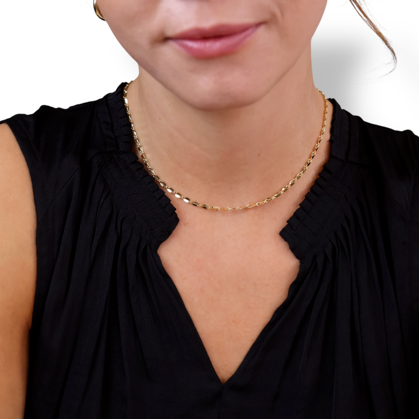 3mm Lip Chain 18k Gold Filled Necklace