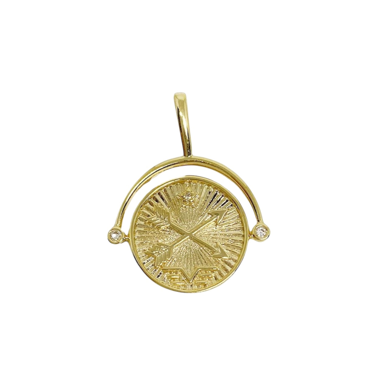 30mm CZ Swivel Compass 18K Gold Filled Pendant and Necklace