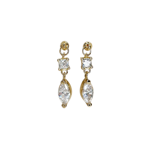 20mm CZ Princess Cut and Marquise Dangling 18k Gold Filled Earrings