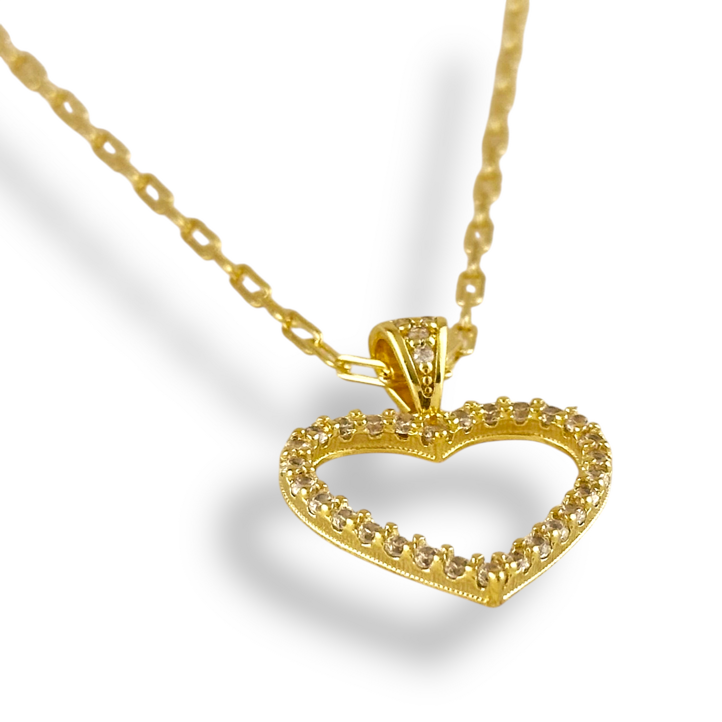 20mm Pavé Heart Pendant 18k Gold Filled Necklace
