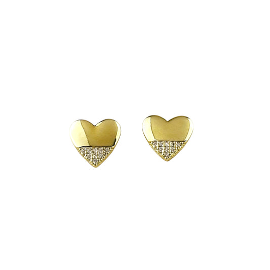 12mm CZ Heart Stud 18k Gold Filled Earrings