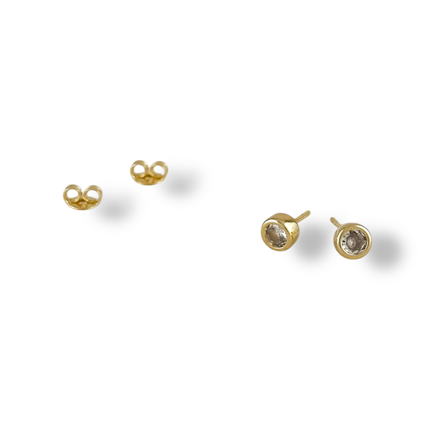 5mm Round CZ Bezel Stud 18k Gold Filled Earrings