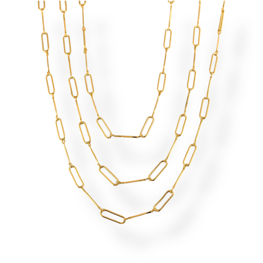 Paperclip & Bar Station Chain 18k Gold Filled Necklace