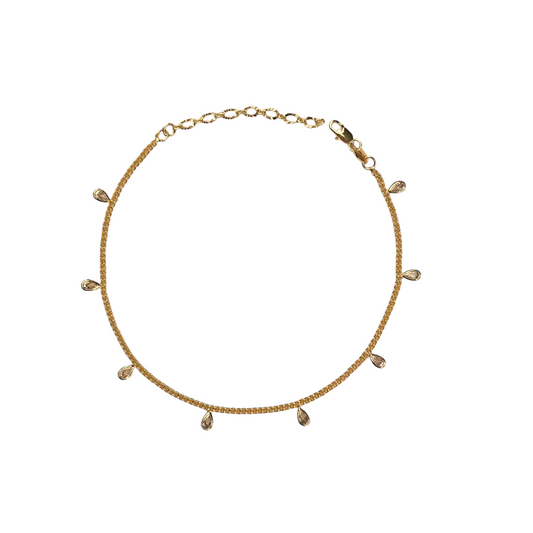 CZ Drops Curb Chain 18k Gold Filled Anklet