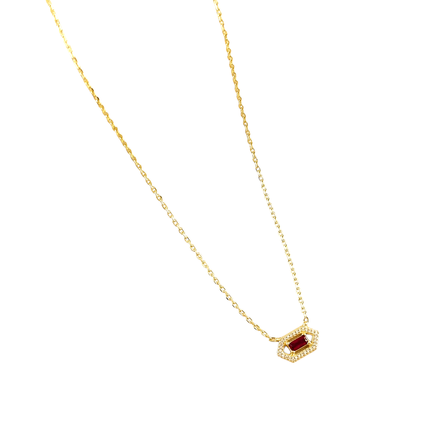 Baguette Birthstone Pendant 18k Gold Filled Necklace