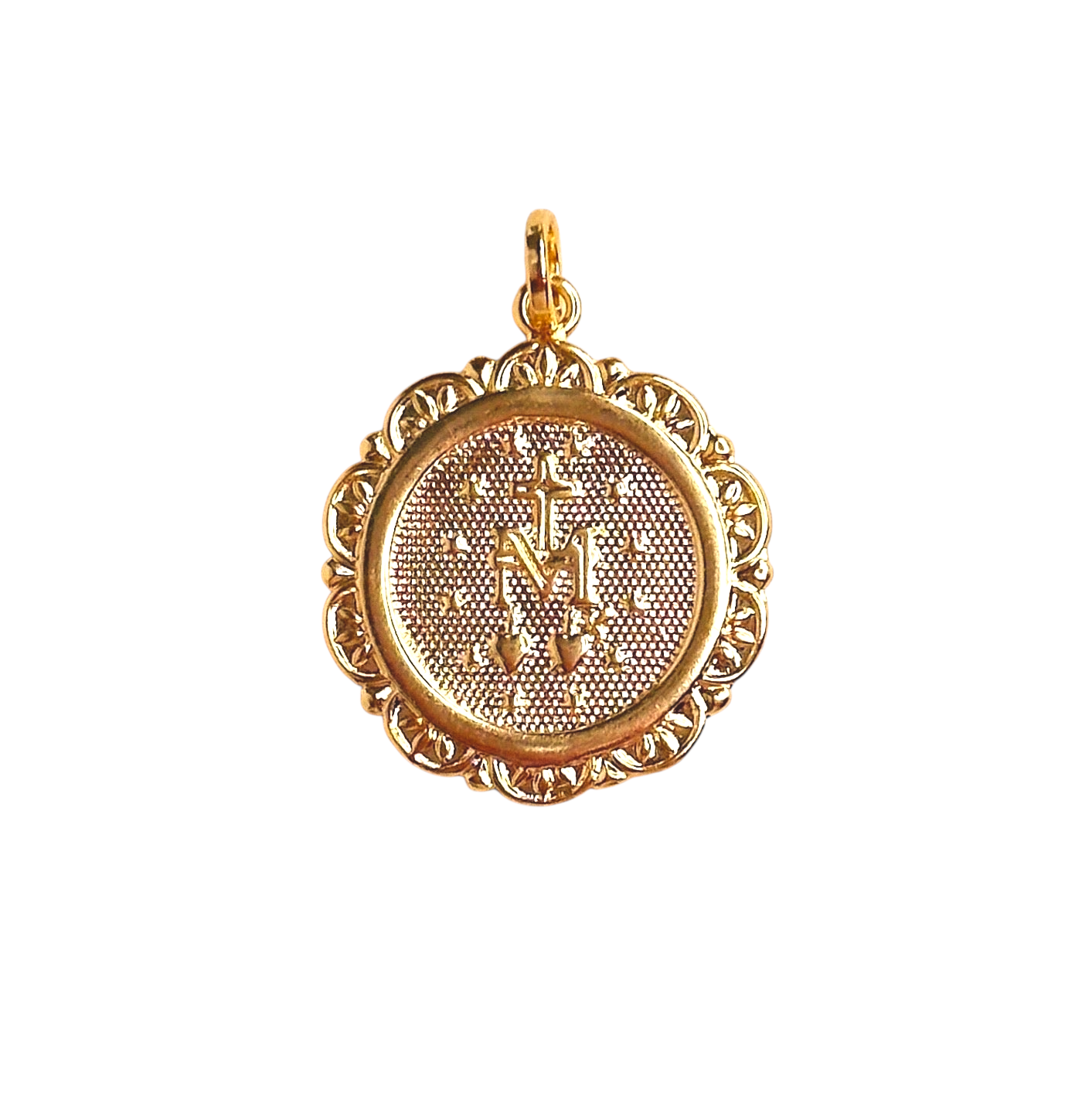 32mm Fleur-de-Lis Medal 18K Gold Filled Pendant