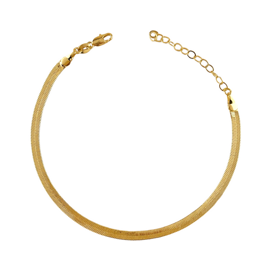 4mm Herringbone Chain 18k Gold Filled Anklet