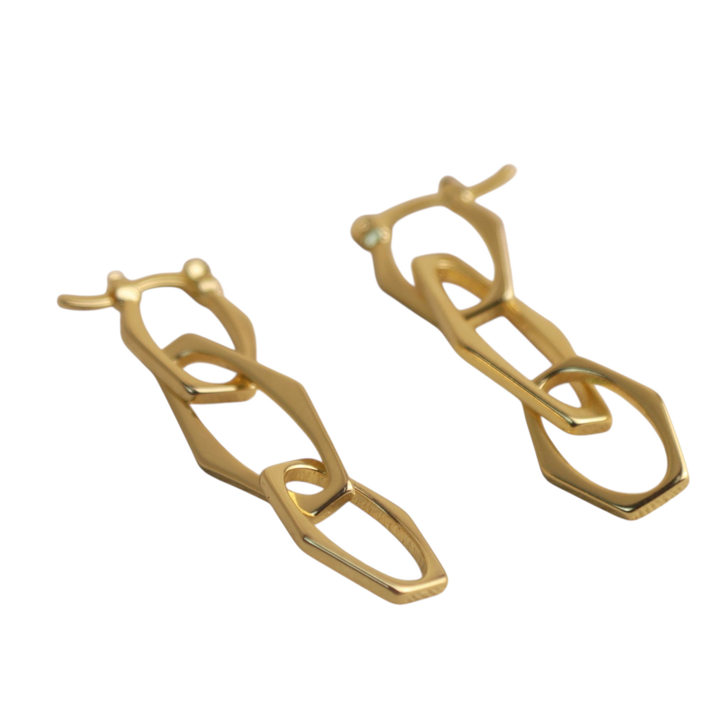 45mm Geometric Drop 18k Gold Filled Earrings