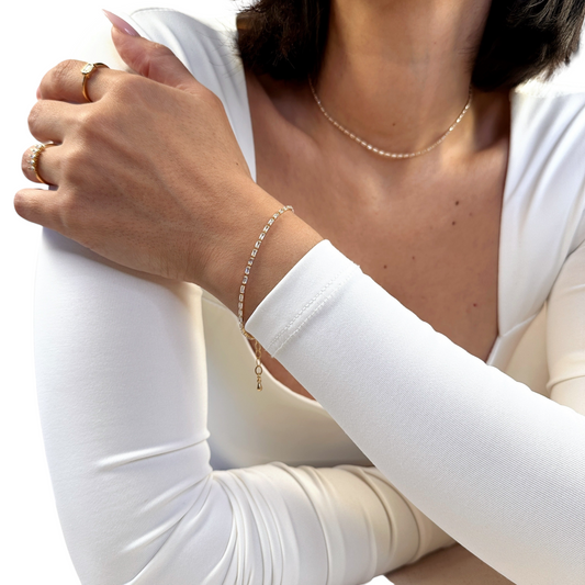 1.5mm Baguette CZ 18K Gold Filled Riviera Bracelet