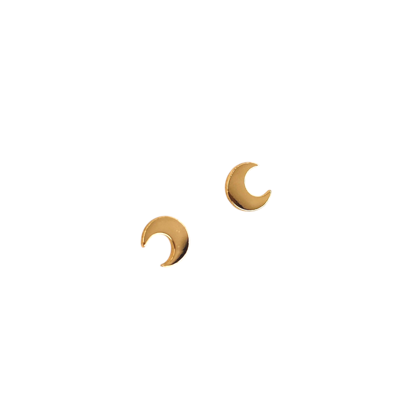 7mm Crescent Moon Stud 18K Gold Filled Earrings