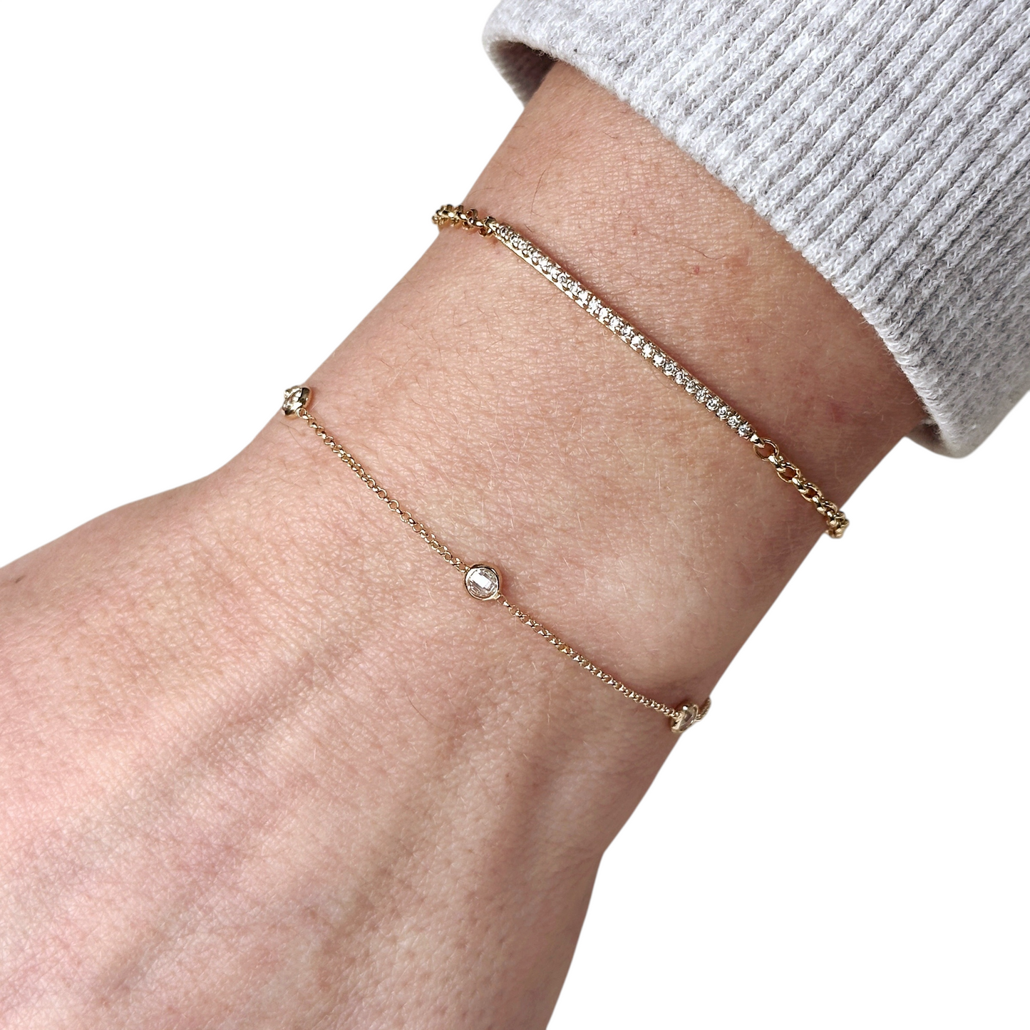 Round CZ Bezel 18k Gold Filled Bracelet