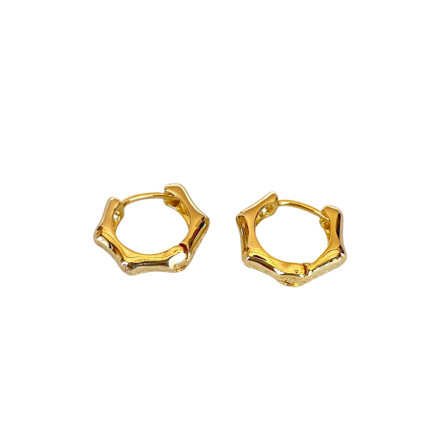 13mm Bamboo Huggie Hoop 18k Gold Filled Earrings