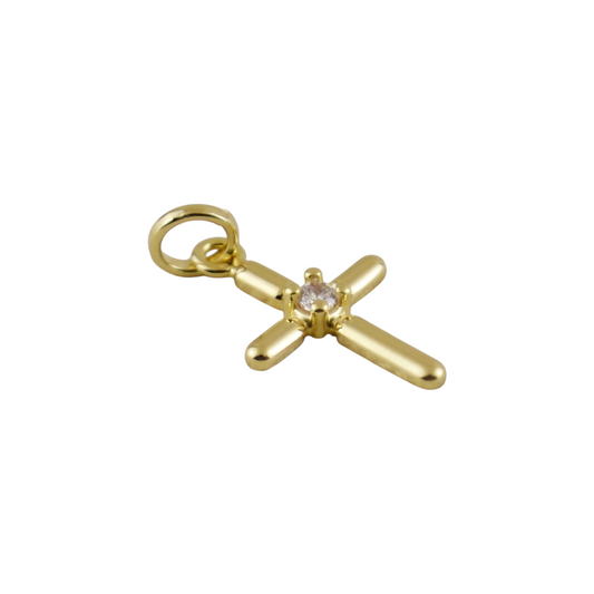 23mm CZ Polished Cross 18k Gold Filled Pendant