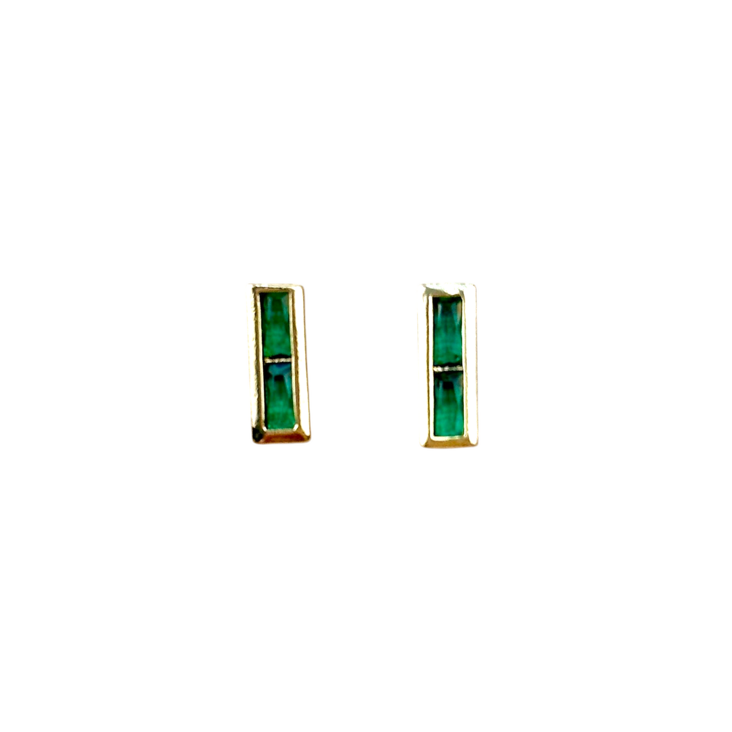 10mm Split Baguette CZ Stud 18k Gold Filled Earring