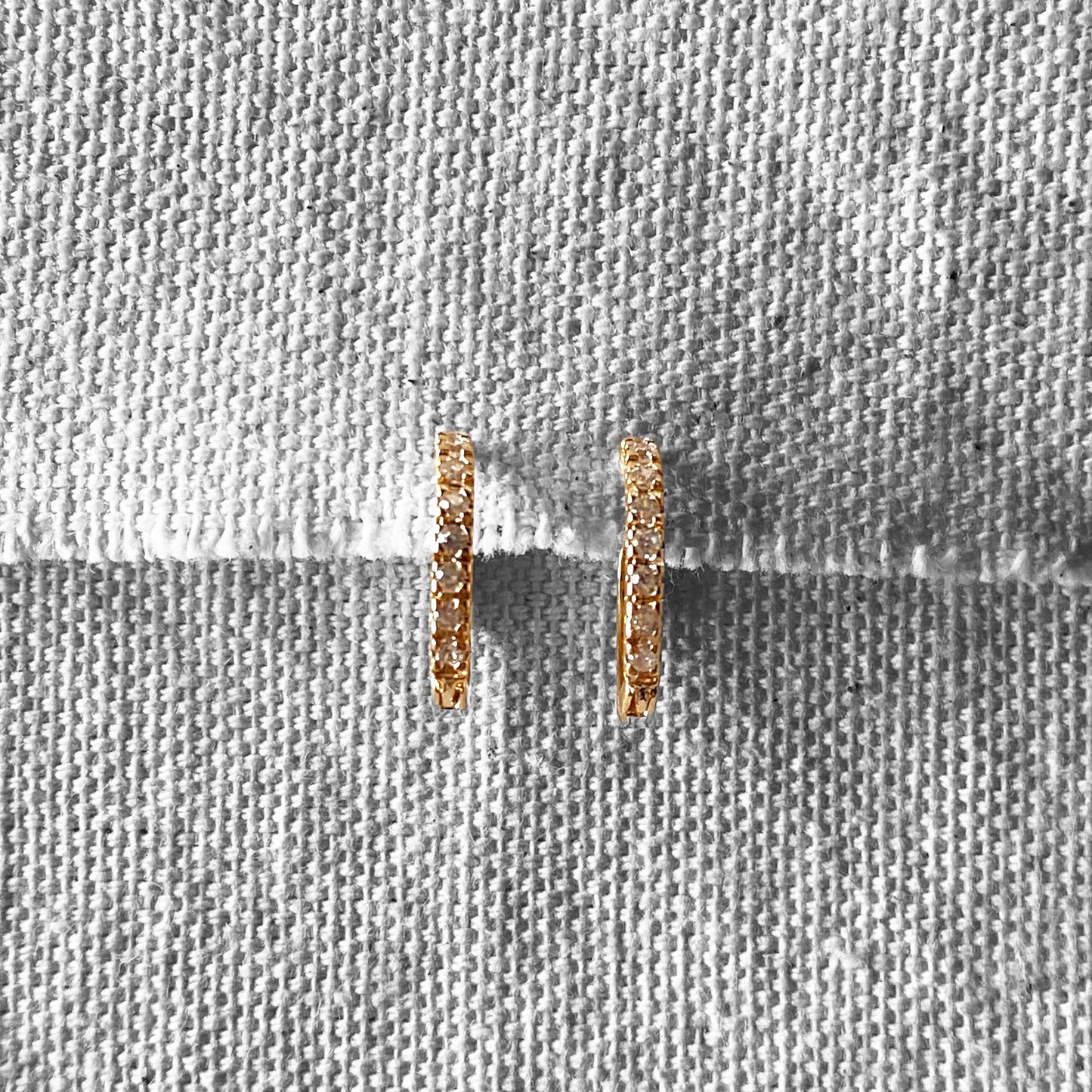 15mm CZ Slim Huggie Hoop 18k Gold Filled Earrings