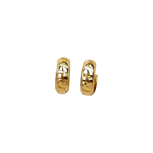 14mm Ribbon Huggie Hoop 18k Gold Filled Earrings
