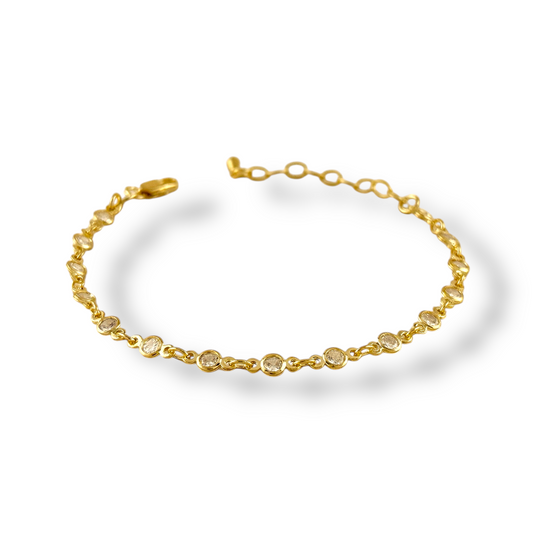 Bezel Link CZ 18k Gold Filled Bracelet