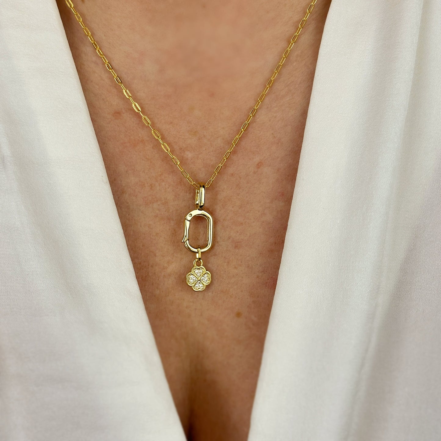 12mm CZ Lucky Clover 18k Gold Filled Pendant