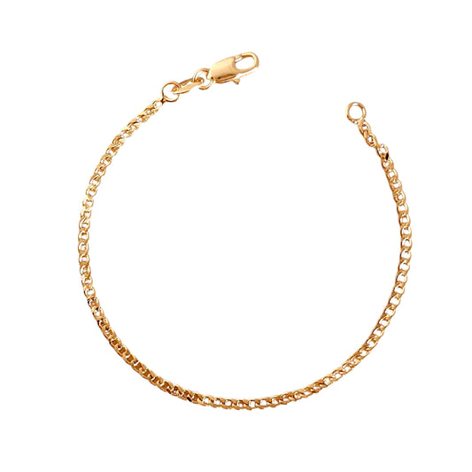 2mm Cuban Link Chain 18k Gold Filled Bracelet