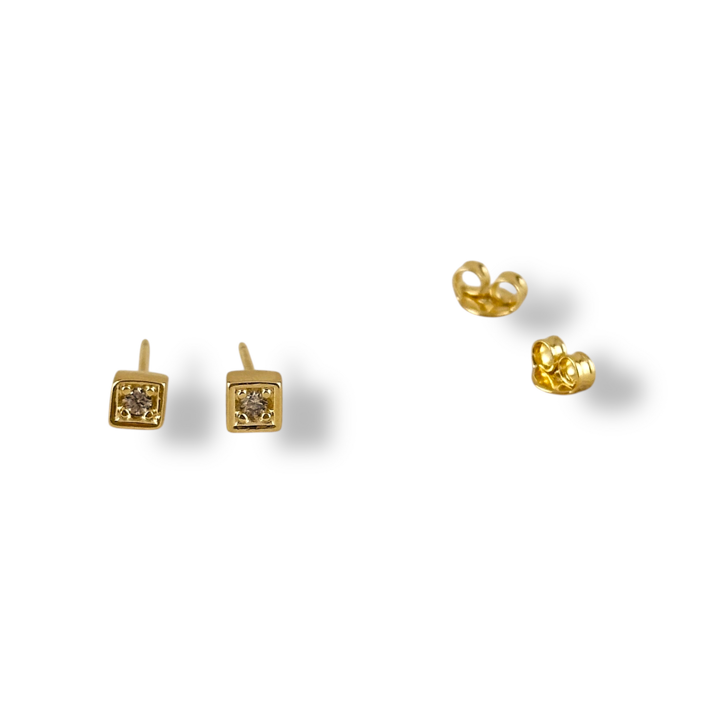5mm Square CZ Bezel Stud 18k Gold Filled Earrings