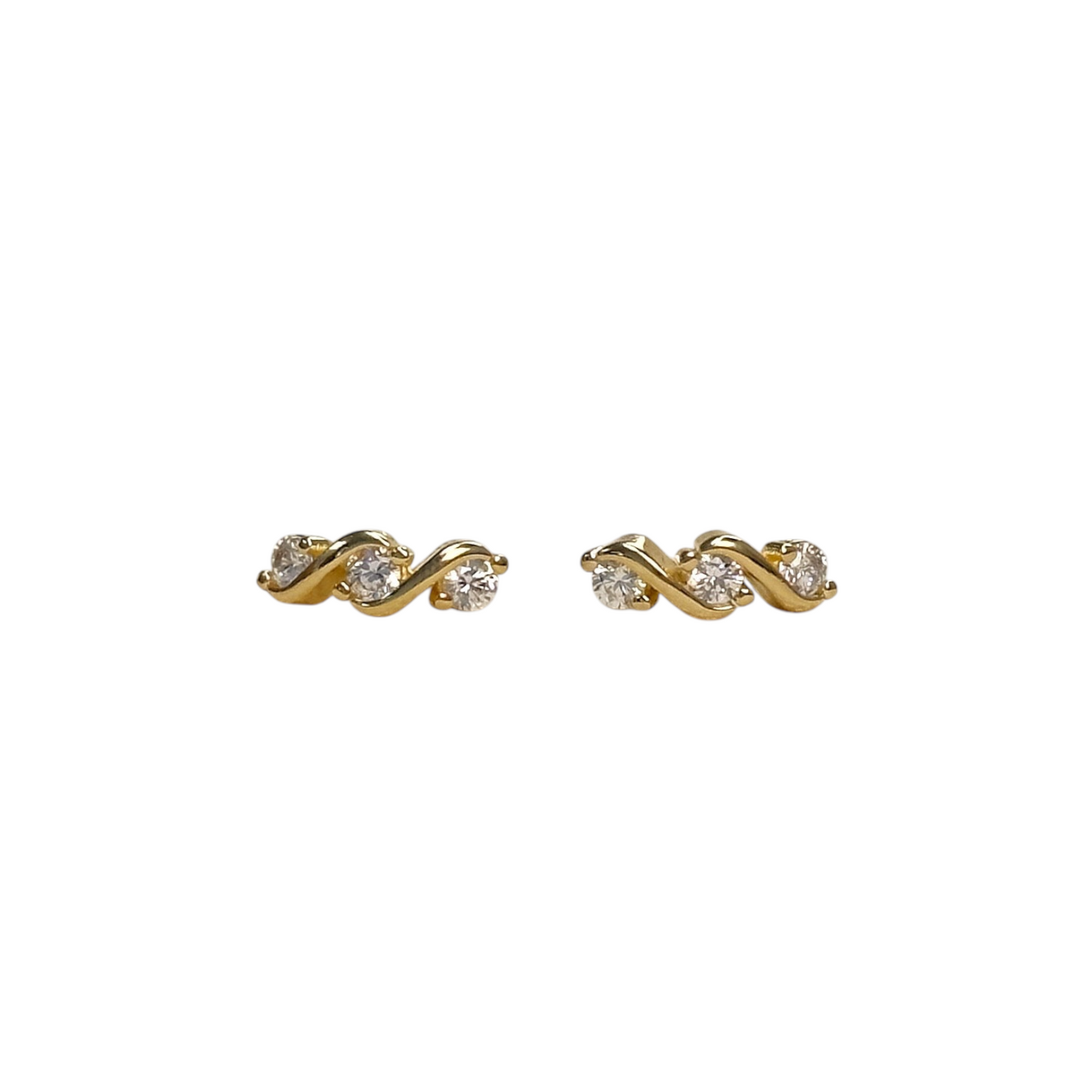 15mm Triple CZ Stud 18k Gold Filled Earrings