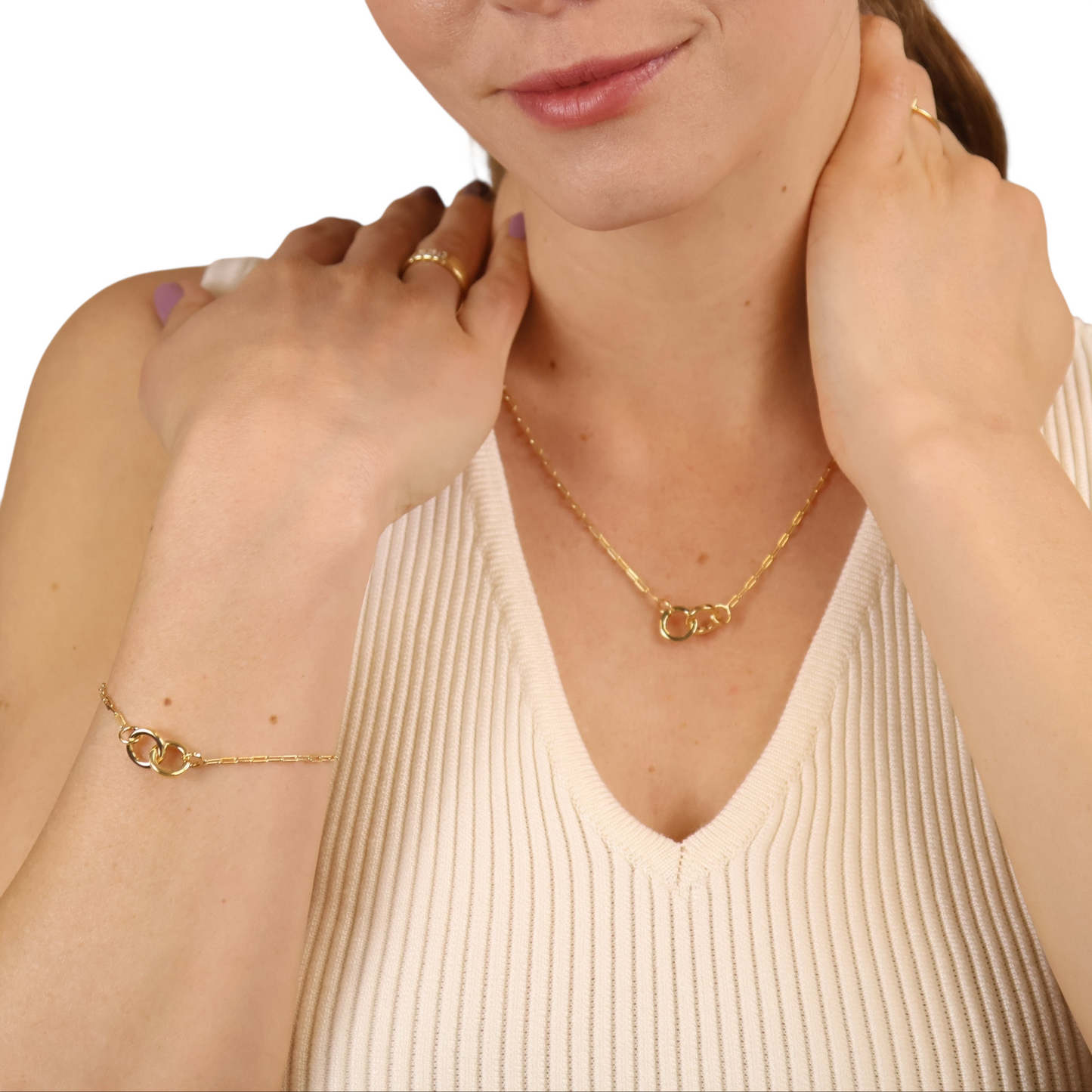 Interlocking Circles 18k Gold Filled Necklace