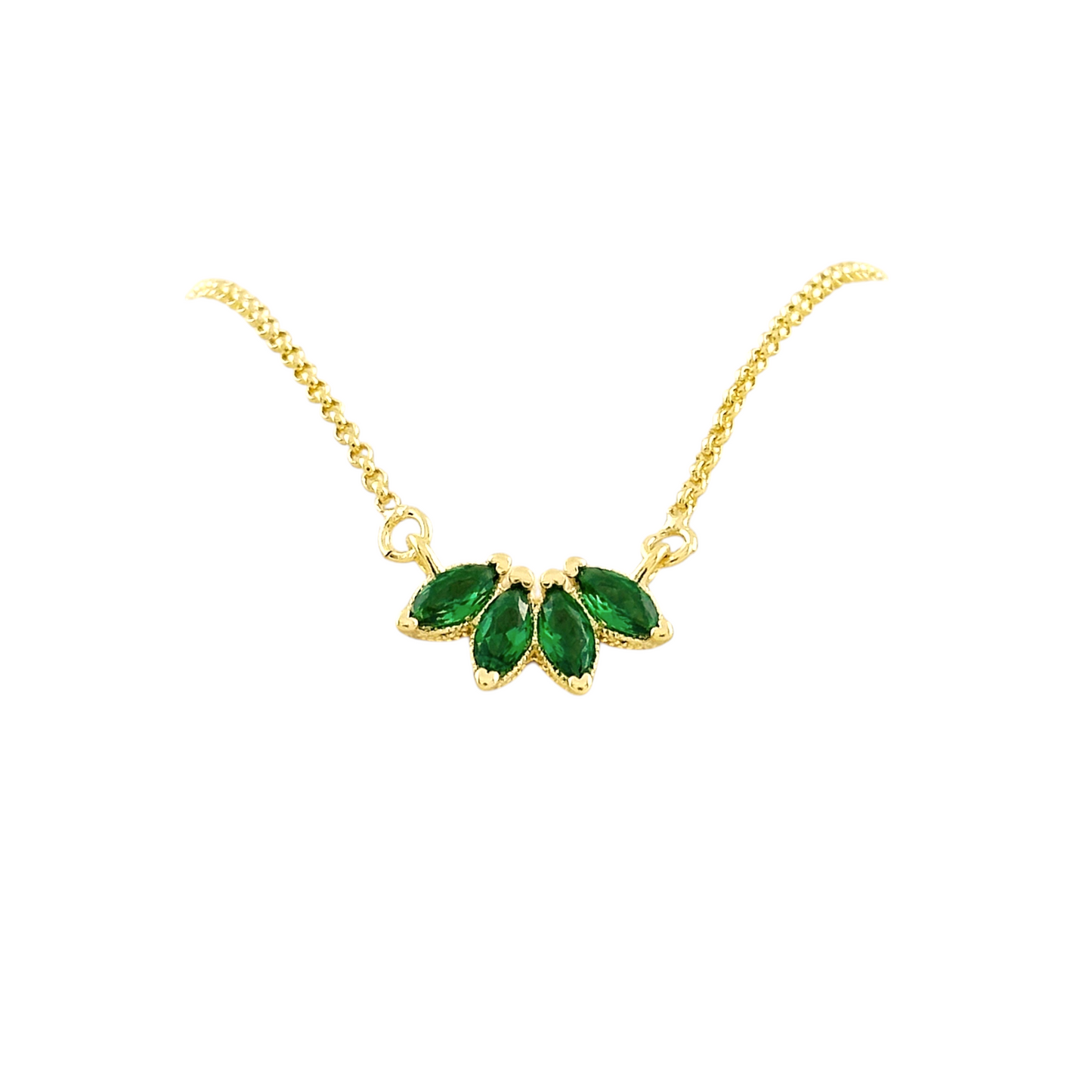 Lotus Flower CZ Pendant 18k Gold Filled Necklace