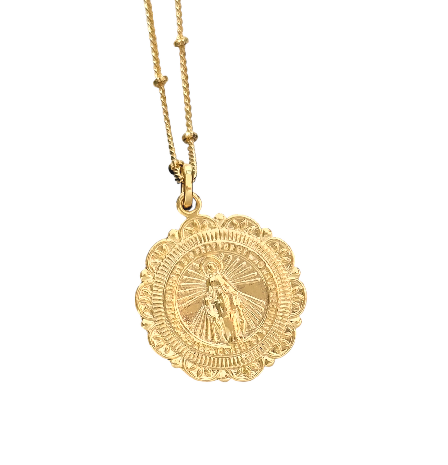 32mm Fleur-de-Lis Medal 18K Gold Filled Pendant