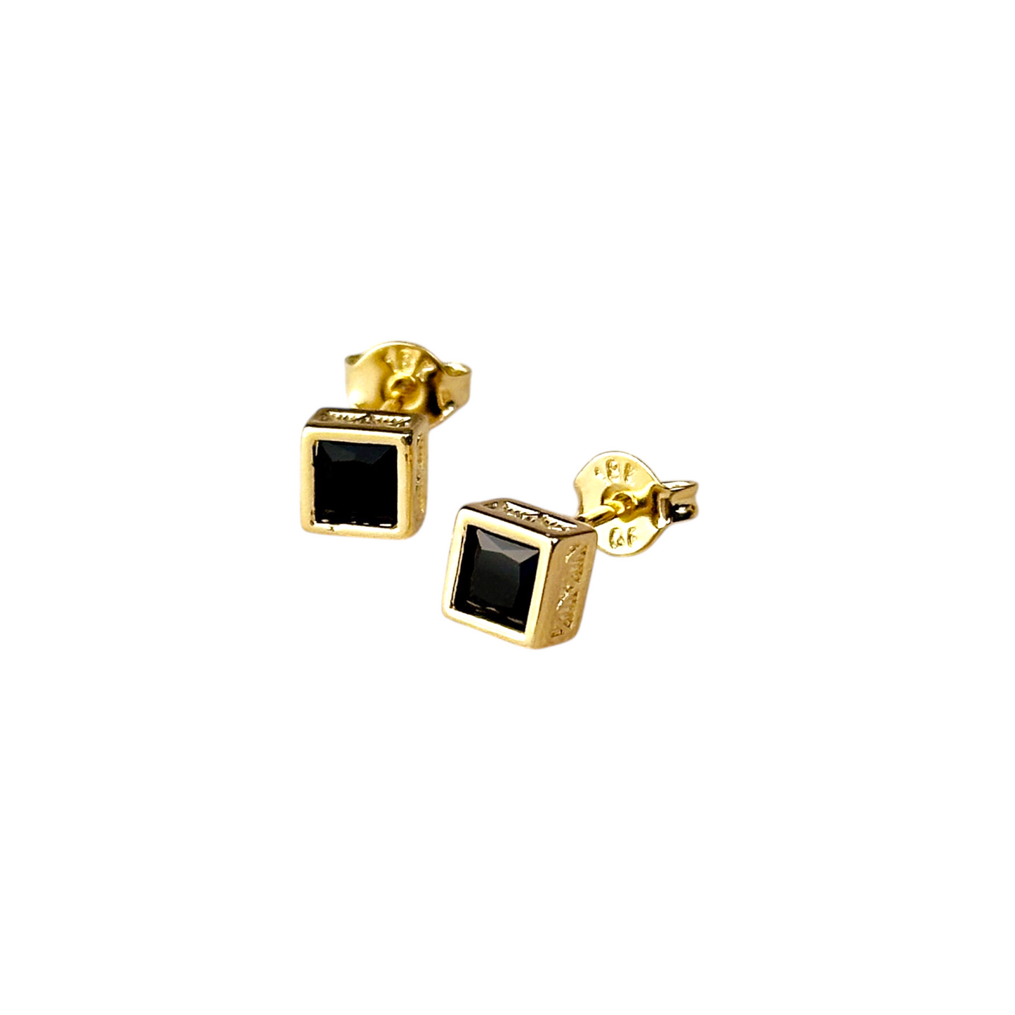 5mm Square CZ Stud 18k Gold Filled Earrings