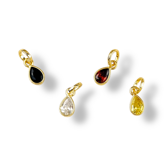 18k Gold Filled Birthstone Bezel Drop Charm