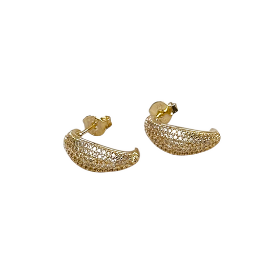 15mm Micro CZ Curve Stud 18k Gold Filled Earrings