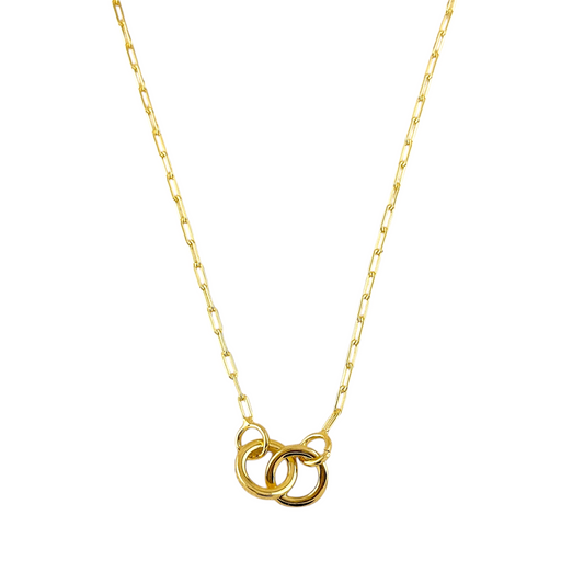 Interlocking Circles 18k Gold Filled Necklace