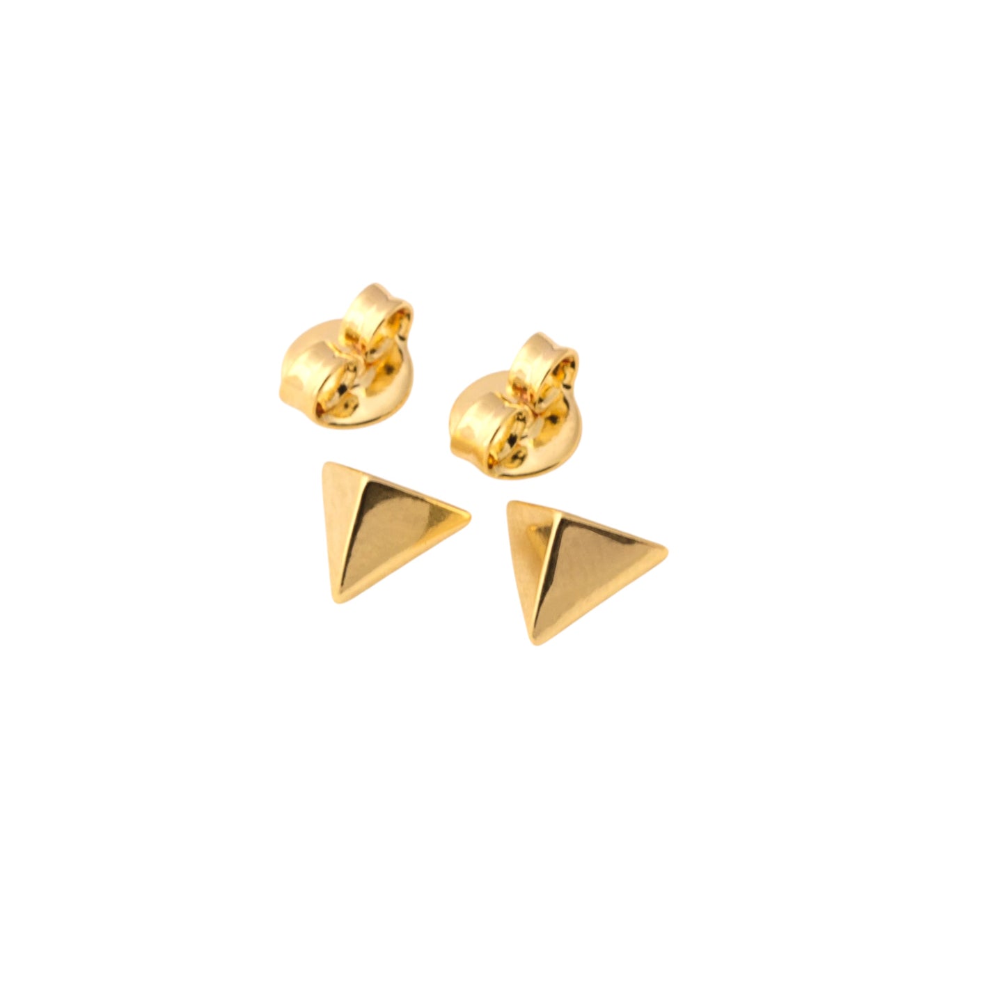 Faceted Triangle Studs 18k Gold Filled Earrings