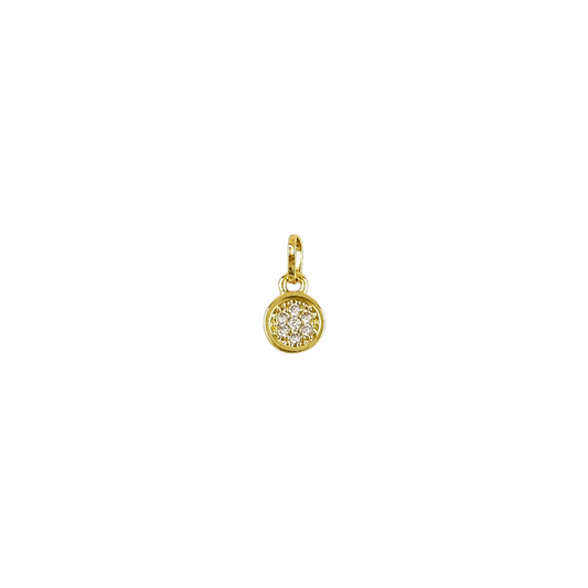 12mm Pavé CZ Disc 18k Gold Filled Charm