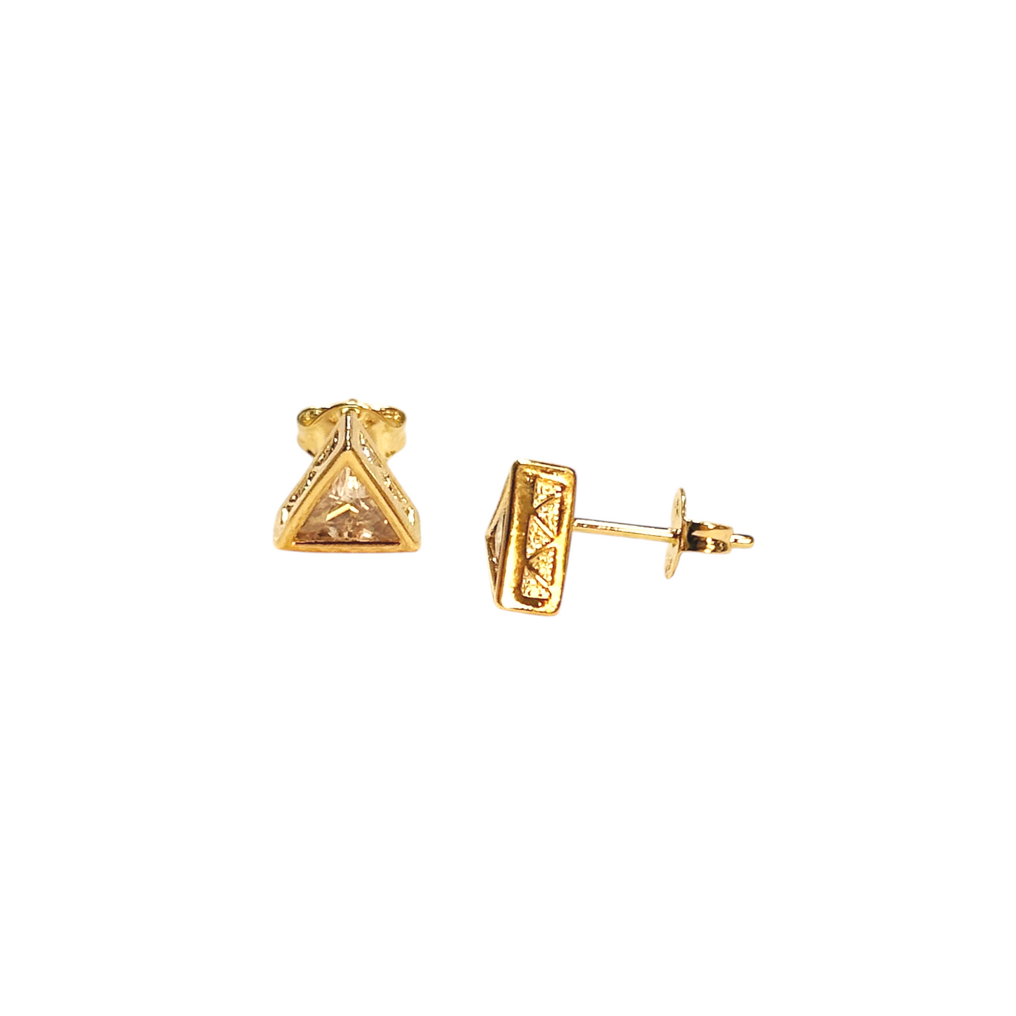 9mm Triangle CZ Frame Stud 18K Gold Filled Earrings
