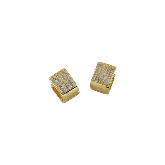 12mm CZ Pavé Square Huggie Hoop 18k Gold Filled Earrings