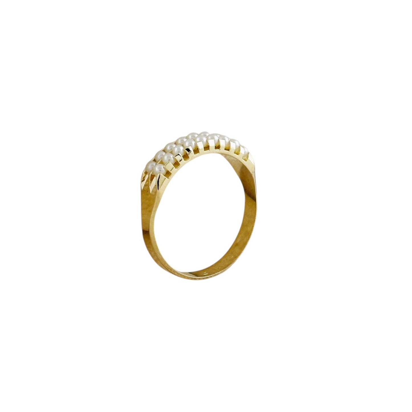 Double Row of Pearls Band 18k Gold Filled Ring