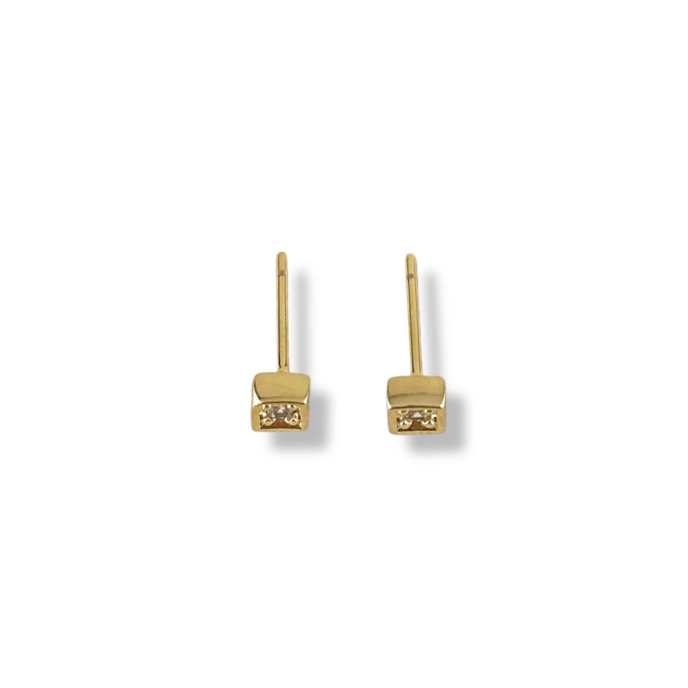 5mm Square CZ Bezel Stud 18k Gold Filled Earrings