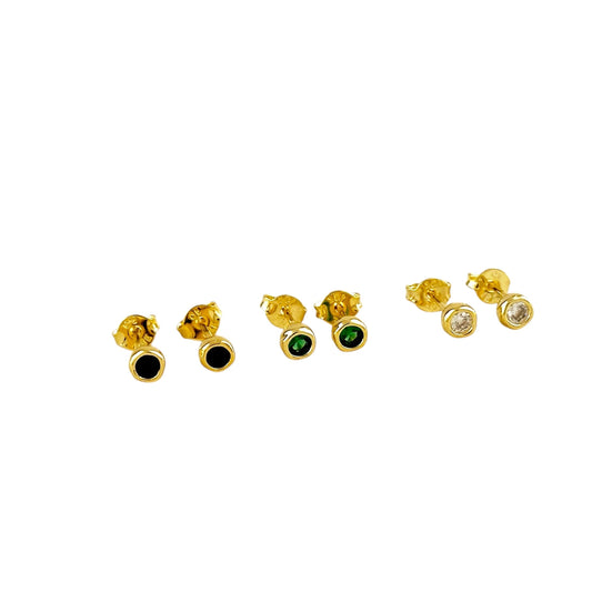 4mm Round CZ Frame Stud 18k Gold Filled Earrings