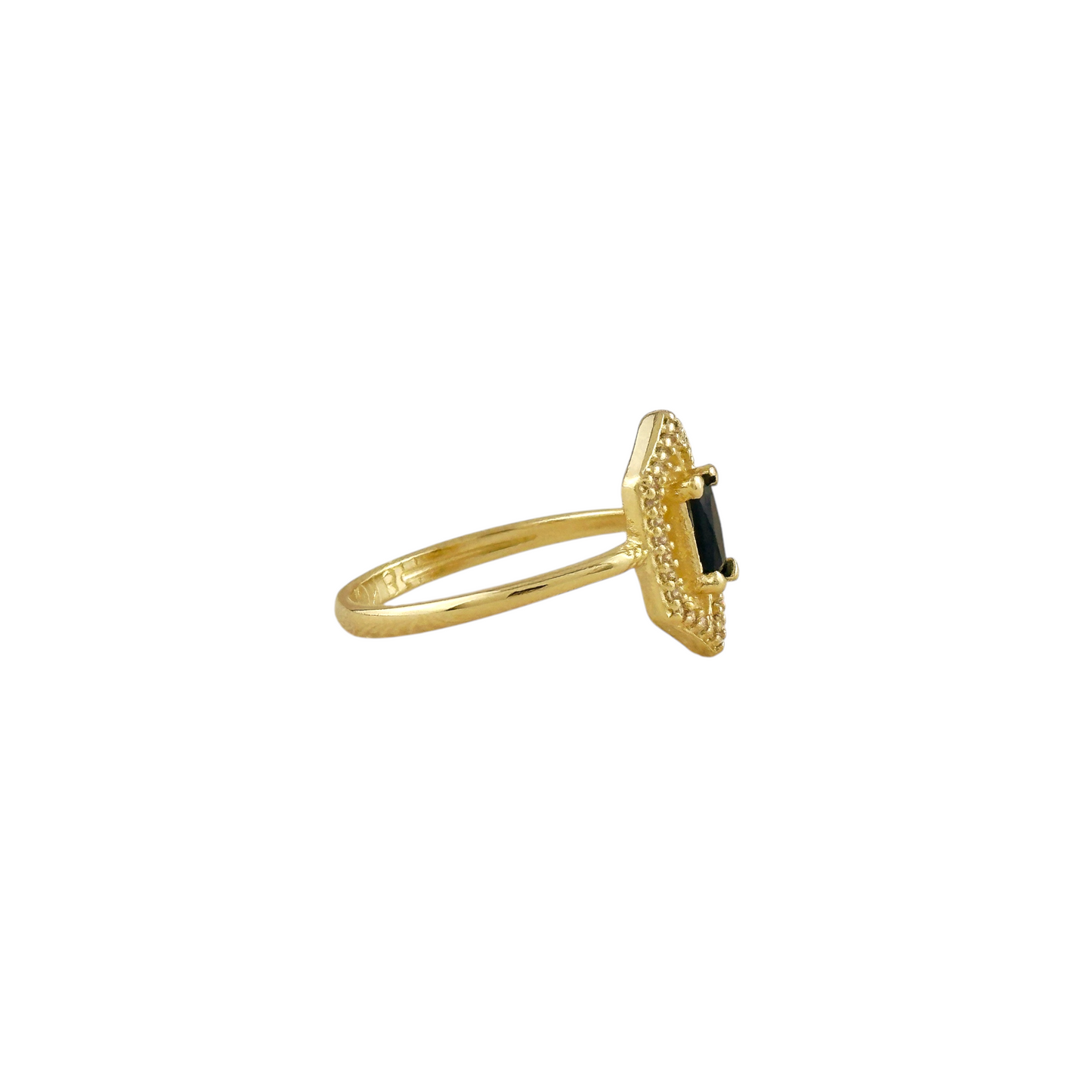 Baguette CZ Hexagon Halo 18k Gold Filled Ring