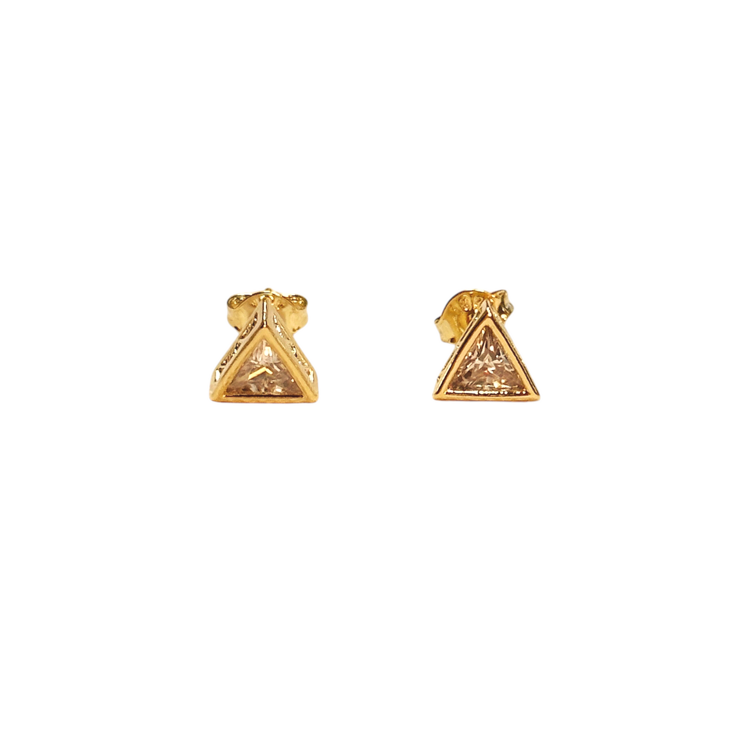 9mm Triangle CZ Frame Stud 18K Gold Filled Earrings