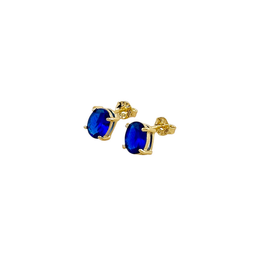 7mm Oval Sapphire CZ Stud 18k Gold Filled Earrings